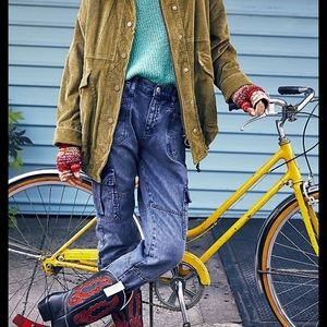 Free People Cargo Jeans Blue